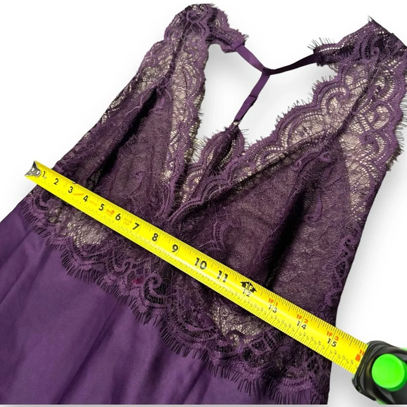 Adore Me Zandy Plum Silk and Lace Racerback Slip/Nightie with Adjustable Straps - Picture 14 of 14